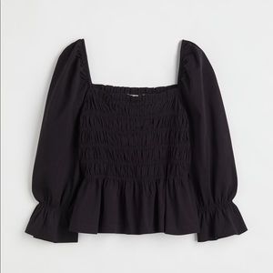 H&M+ | Square-Neck Smocked Top 3x